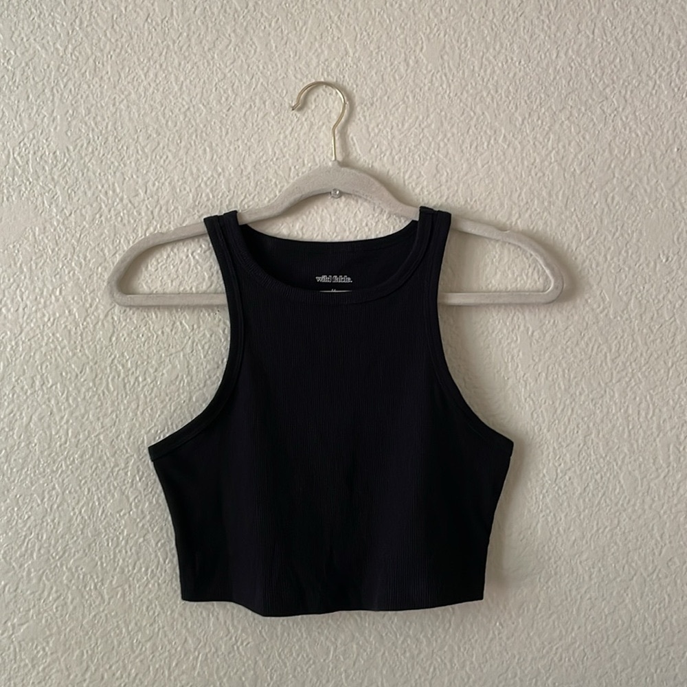 Wild Fable Crop Top Scoop Ribbed Tank Black